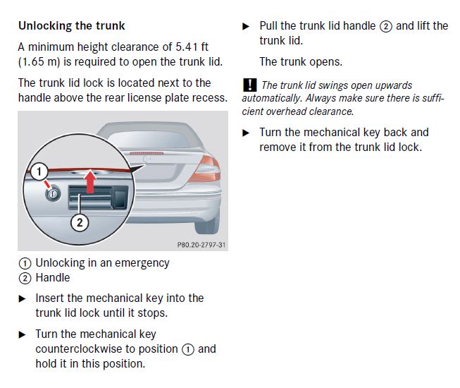 How To Open Trunk Without Key Mercedes